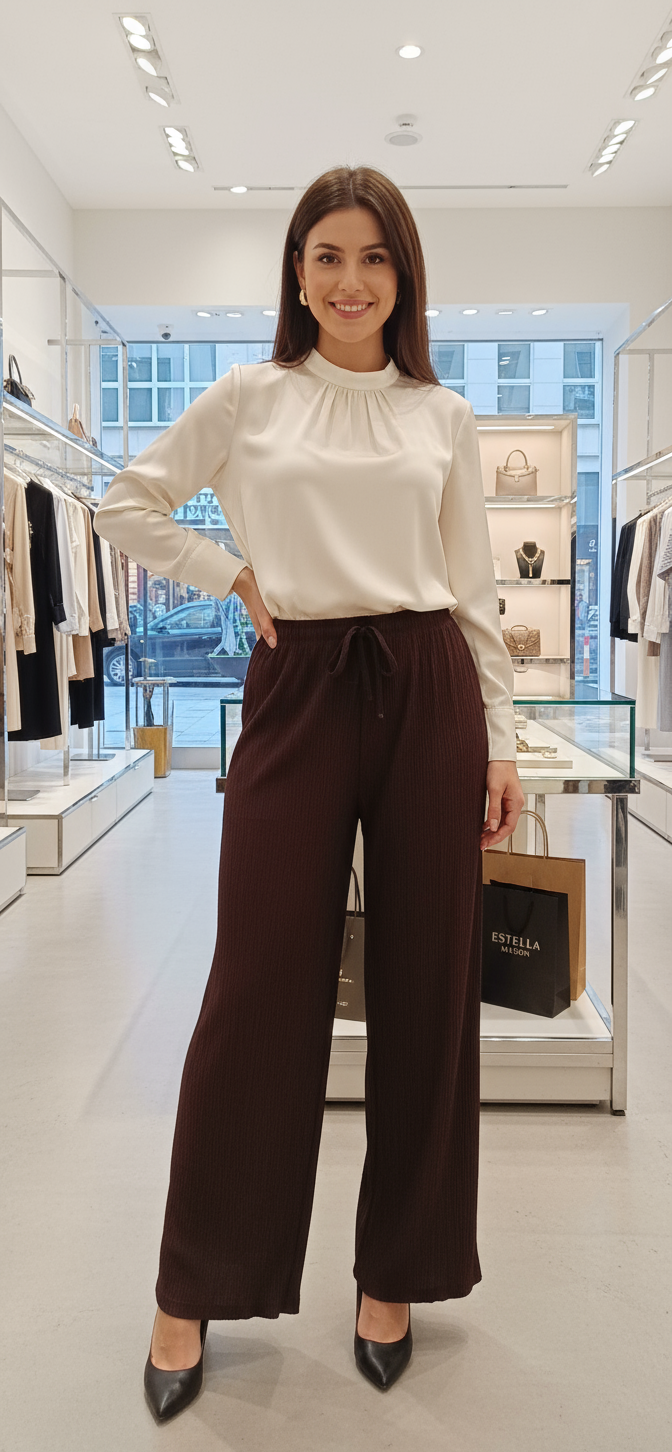 Women's Textured Palazzo Pants